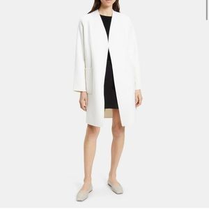 Theory Clean Robe Coat in Double Face Wool/Cashmere in White